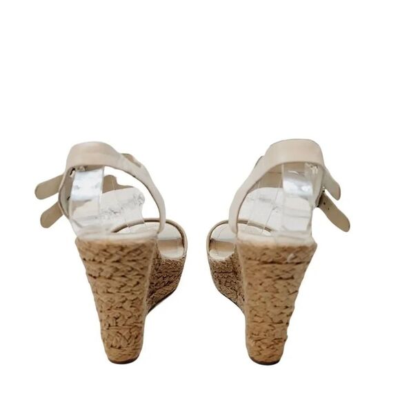 Elliott Lucca Guilia Leather Espadrille Wedge in Linen Multi Size 9 - Picture 5 of 15